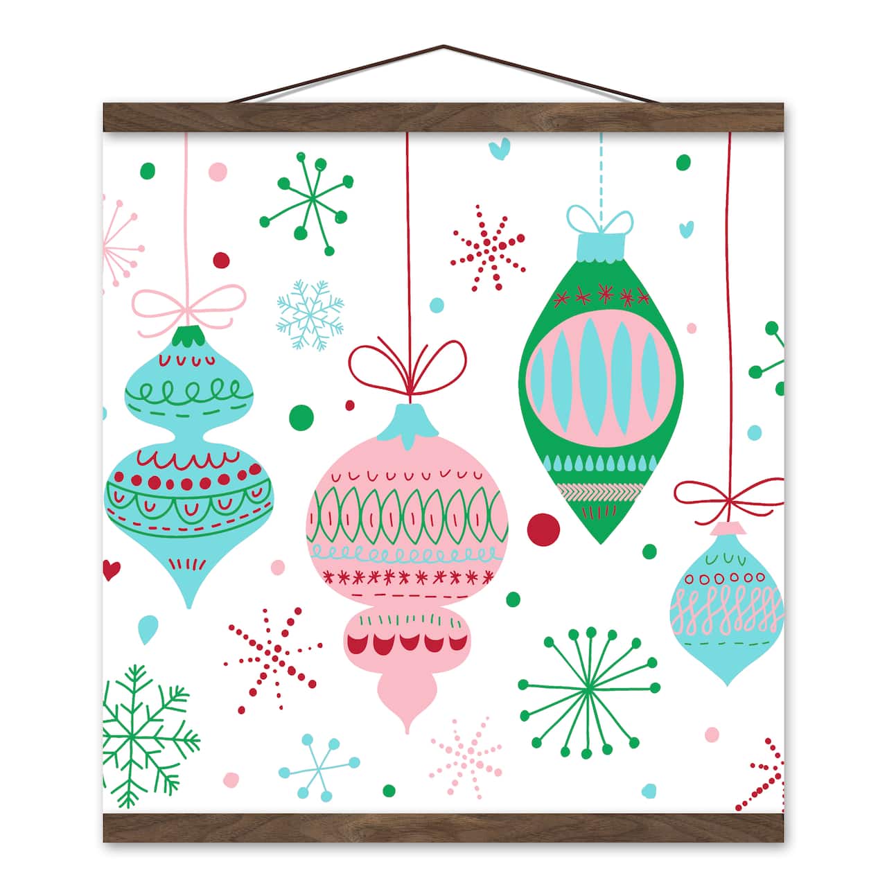 Retro Funky Ornaments 16x16 Teak Hanging Canvas